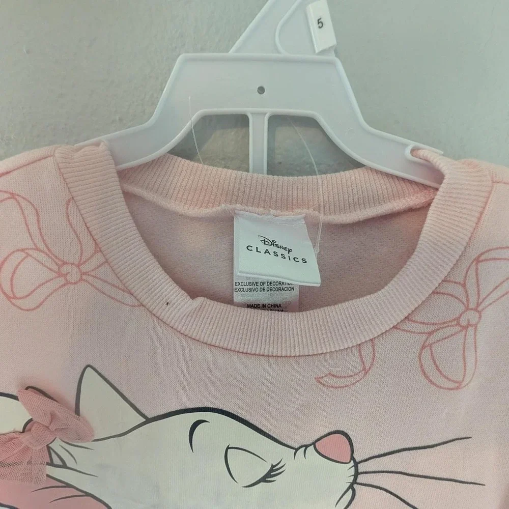 Disney Classics Girls Sz 5 Marie Aristocat Pink Sweatshirt Black Leggings Set